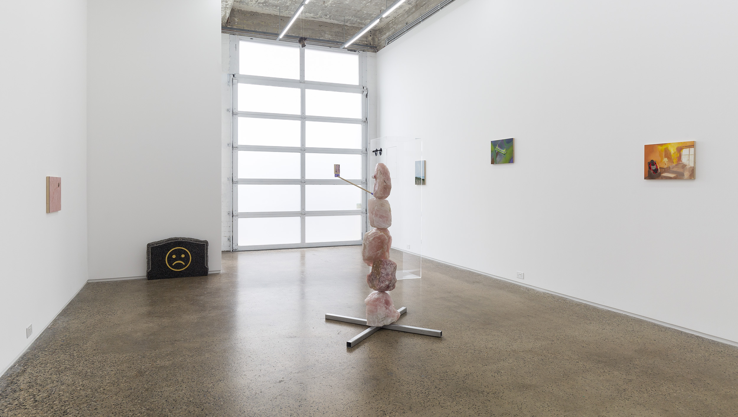 Installation view of Spiritual Poverty, featuring works by Sarah Brasier and Matthew Harris, presented at Gertrude Glasshouse 2022. Photo: Christian Capurro.