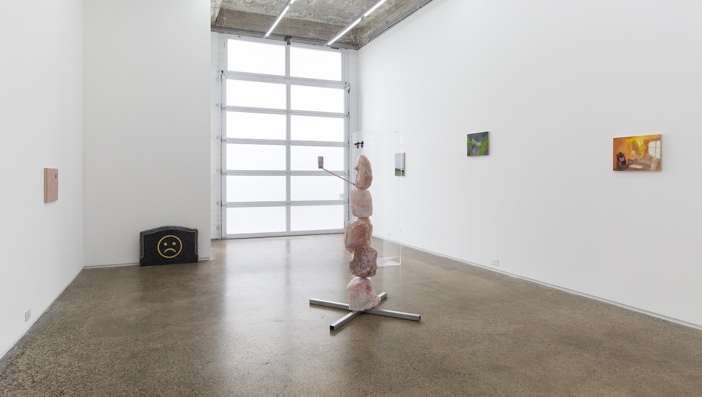 Installation view of Spiritual Poverty, featuring works by Sarah Brasier and Matthew Harris, presented at Gertrude Glasshouse 2022. Photo: Christian Capurro.