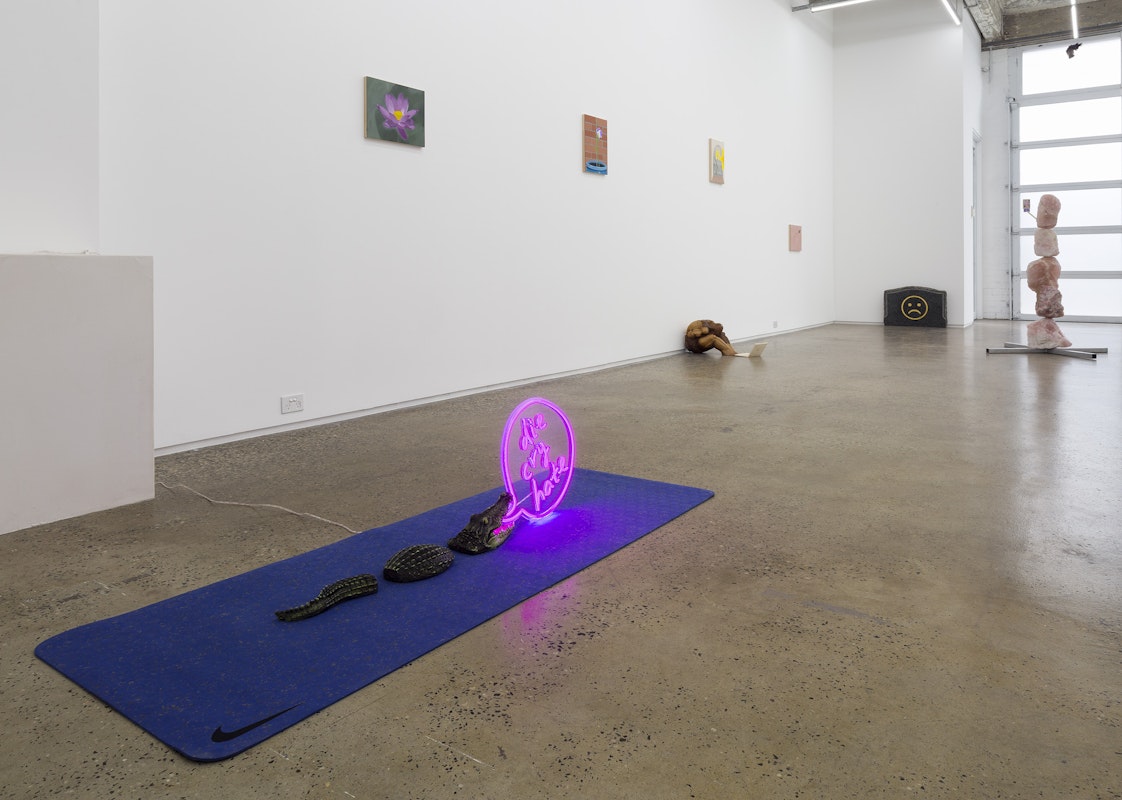 Installation view of Spiritual Poverty, featuring works by Sarah Brasier and Matthew Harris, presented at Gertrude Glasshouse 2022. Photo: Christian Capurro.