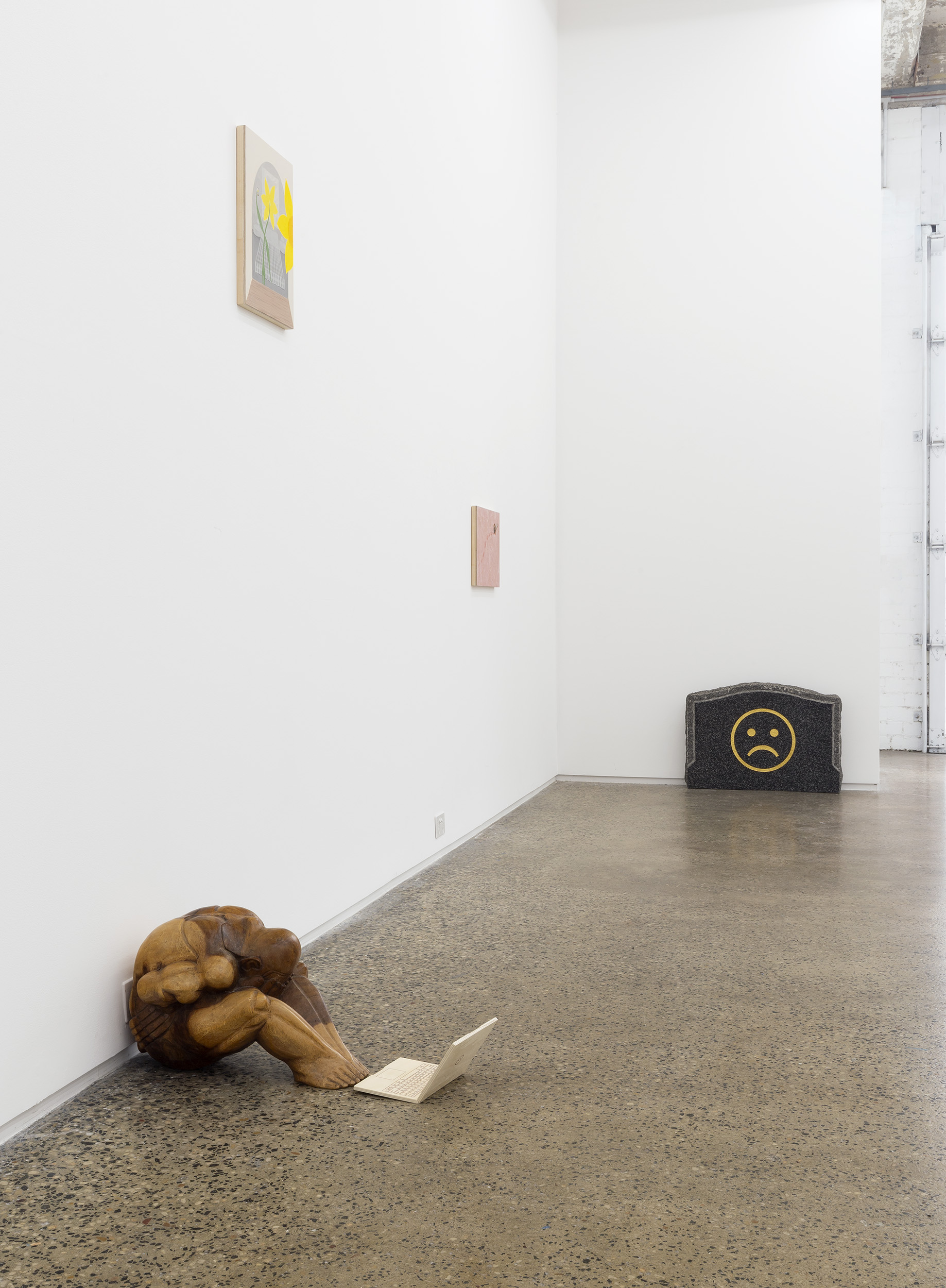 Installation view of Spiritual Poverty, featuring works by Sarah Brasier and Matthew Harris, presented at Gertrude Glasshouse 2022. Photo: Christian Capurro.