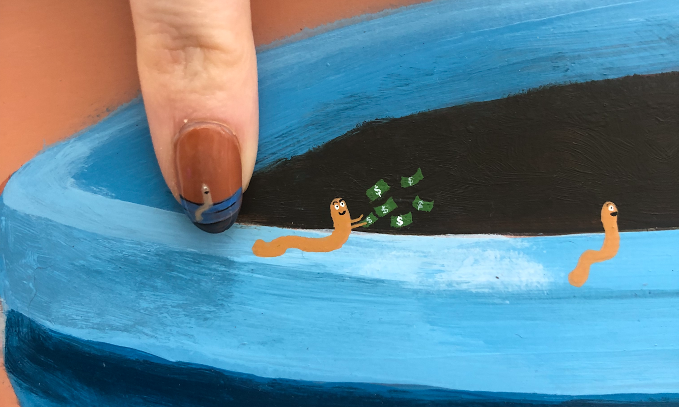 Sarah Brasier, The Secret of Attraction is to Love Yourself (detail) 2022, presented as part of Spiritual Poverty at Gertrude Glasshouse. Photo: Sarah Brasier.