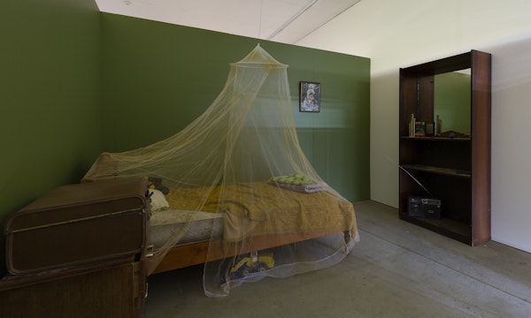 Installation view of Archie Moore’s exhibition Dwelling (Victorian Issue), presented at Gertrude Contemporary, 2022. Photo: Christian Capurro.