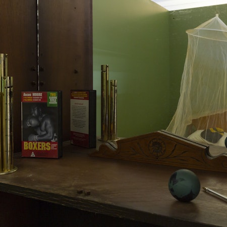 Installation view of Archie Moore’s exhibition Dwelling (Victorian Issue), presented at Gertrude Contemporary, 2022. Photo: Christian Capurro.