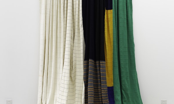 James Nguyen with Thị Kim Dung, Flatbed Knit Polo Collars, 2015, presented as part of 'Empty Pockets', curated by Sineenart Meena at Gertrude Glasshouse. Photo: Chrisitan Capurro.