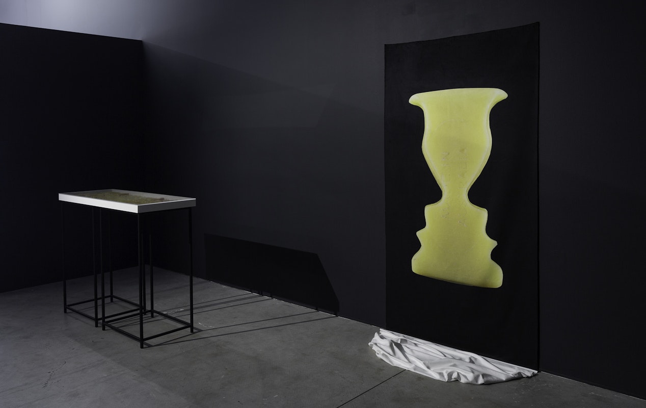 Catherine Bell, 'Sensory Archaeology #2 (Mother’s Archive)', 2022 and 'Rubin Vase After My Mother', 2022, presented as part of Gertrude Studios 2022, curated by Tim Riley Walsh at Gertrude Contemporary. Photo: Christian Capurro.