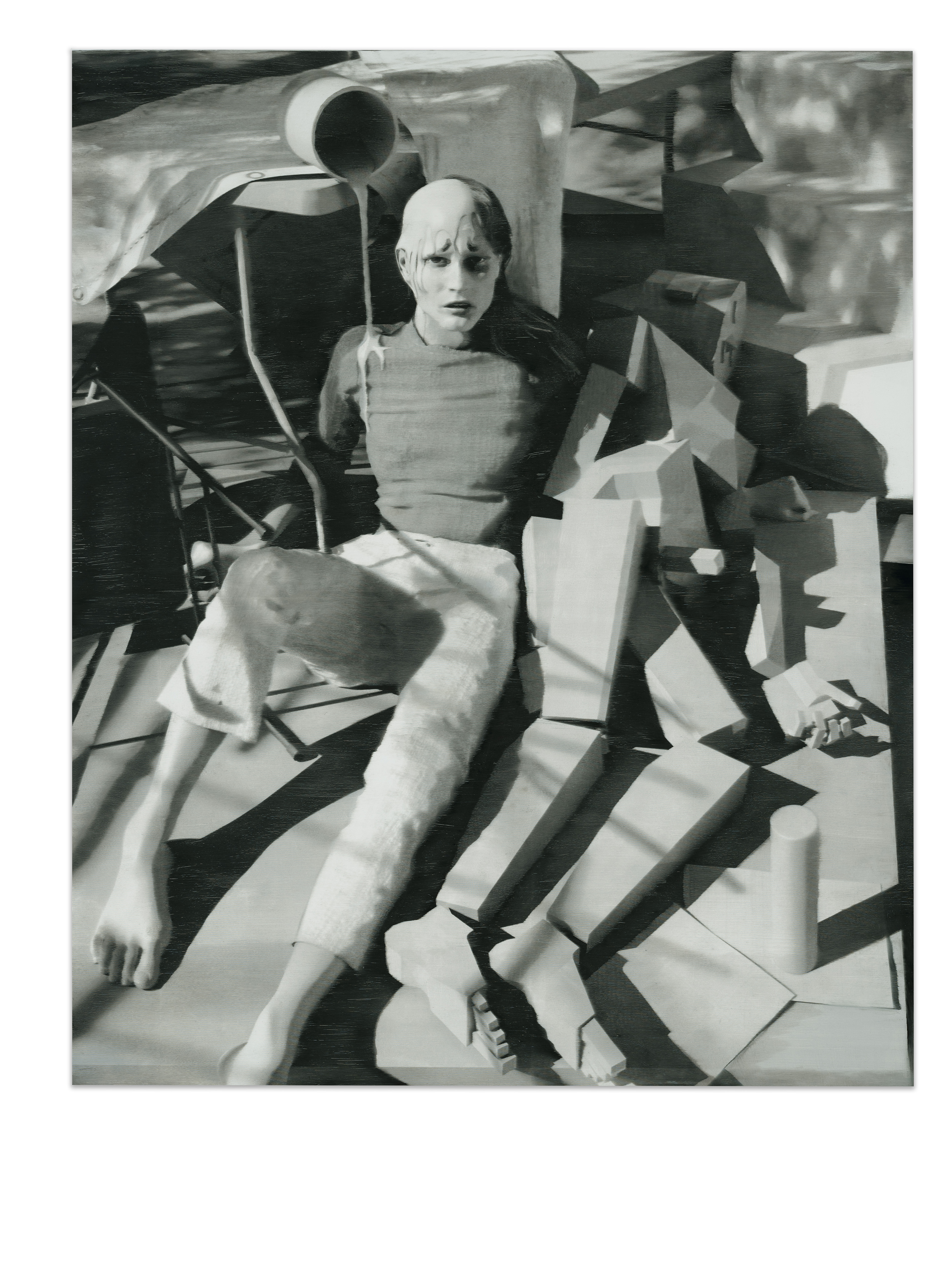 Image: James Barth Surprised to Fall, 2021, oil paint screen printed on dibond, single panel (111 x 90cm). Courtesy of the artist.  