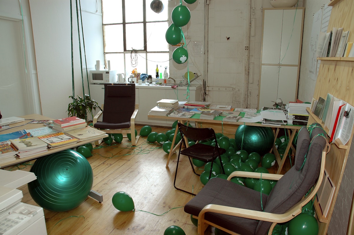 Installation View of the Office / Reading Room in 'A Short Ride In A Fast Machine; 1985-2005', 200 Gertrude Street, 2005.