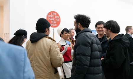 Audiences attend the opening of Scotty So, 'Developing Sunset', presented at Gertrude Glasshouse, 2023. Photo: Christian Capurro