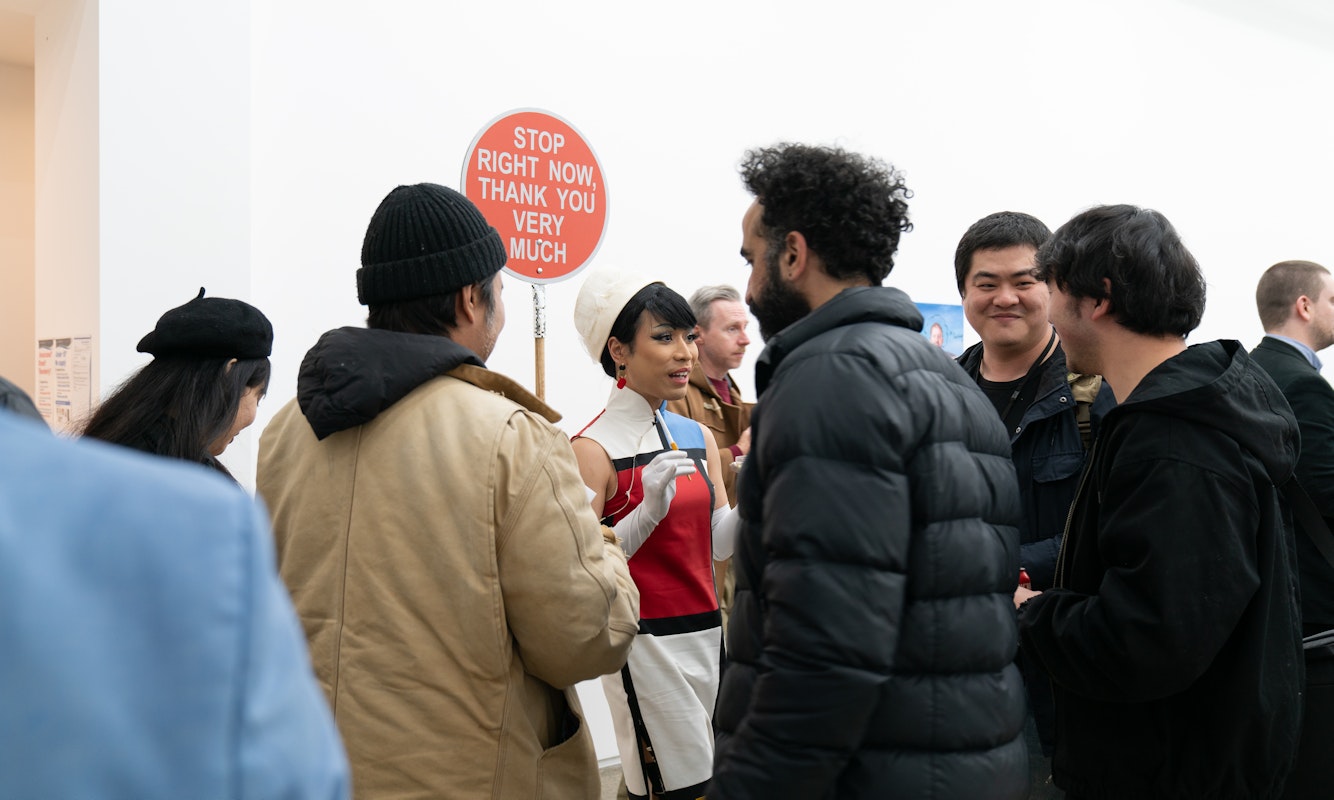 Audiences attend the opening of Scotty So, 'Developing Sunset', presented at Gertrude Glasshouse, 2023. Photo: Christian Capurro