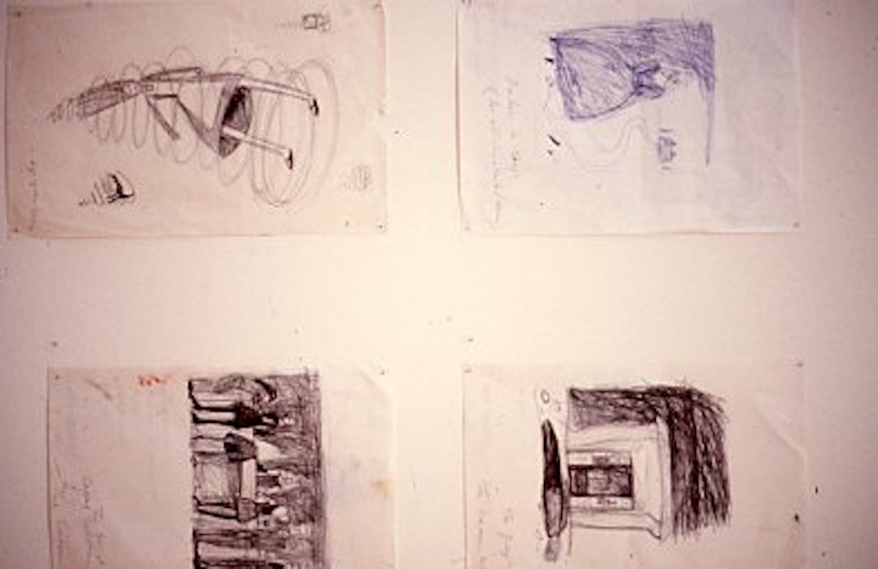 Jenny Watson, four works on paper, presented as part of 'Slouching Towards Bethlehem', 200 Gertrude Street, 1986. Photo: Courtesy of the Gertrude archive.