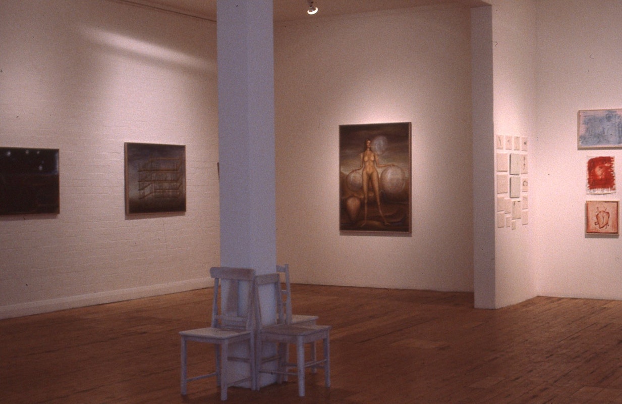 Installation view of Rosslynd Piggott, 'Paintings and Drawings', presented at 200 Gertrude Street, Fitzroy, 1987. Photo:: courtesy of the Gertrude Archive.