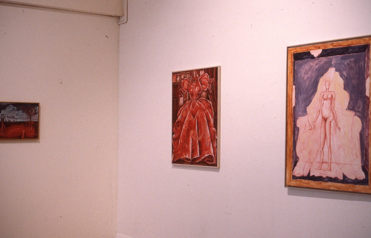 Installation view of Rosslynd Piggott, 'Paintings and Drawings', presented at 200 Gertrude Street, Fitzroy, 1987. Photo:: courtesy of the Gertrude Archive.