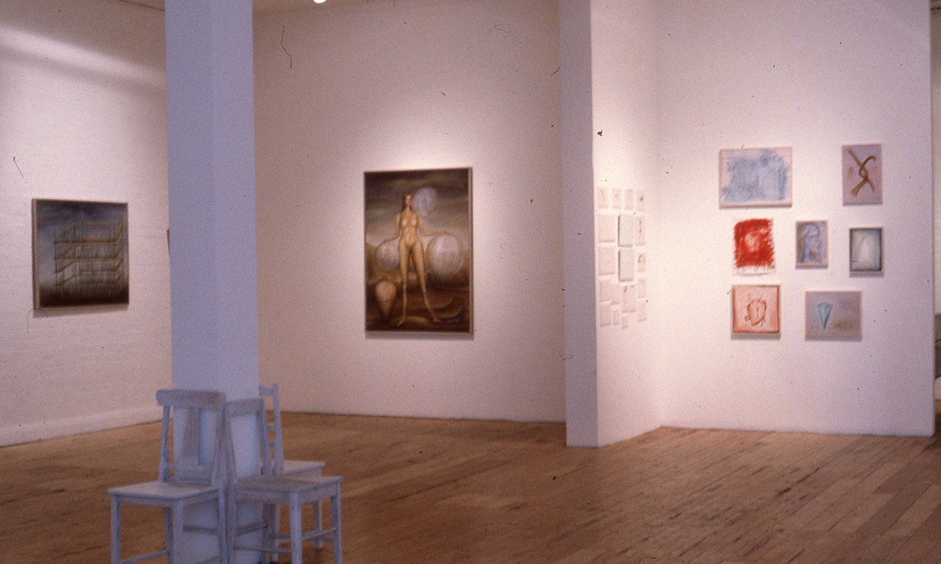 Installation view of Rosslynd Piggott, 'Paintings and Drawings', presented at 200 Gertrude Street, Fitzroy, 1987. Photo:: courtesy of the Gertrude Archive.