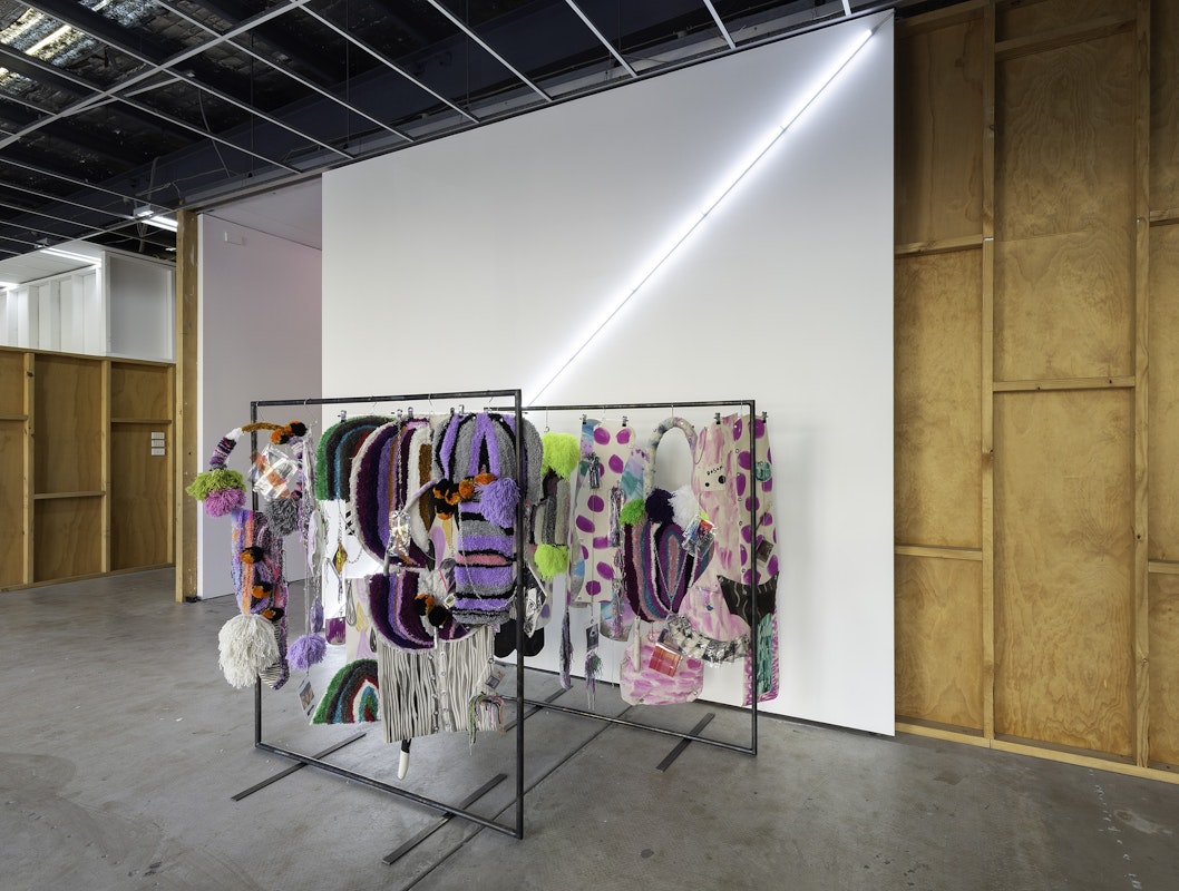 Installation view of Sarah Contos, In The Belly of Mary Shelley, presented at Gertrude Contemporary, 2023. Courtesy of the artist, Roslyn Oxley9 Gallery, Eora Sydney and STATION, Naarm Melbourne. Photo: Christian Capurro