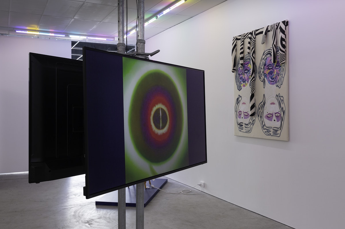 Installation view of Sarah Contos, In The Belly of Mary Shelley, presented at Gertrude Contemporary, 2023. Courtesy of the artist, Roslyn Oxley9 Gallery, Eora Sydney and STATION, Naarm Melbourne. Photo: Christian Capurro