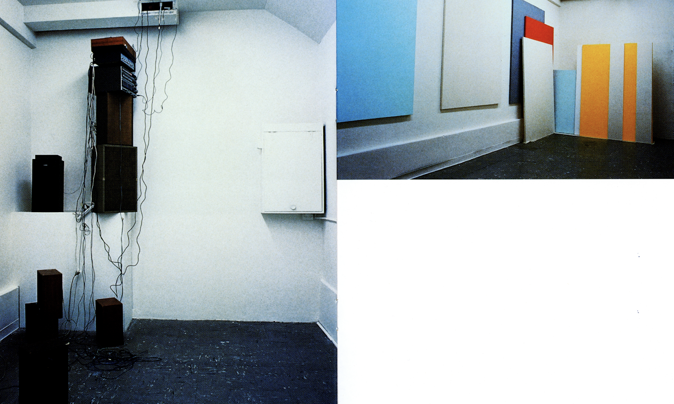 Michael Graeve, 'Frequency, rhythm and otherwise painted', 2000, oil on linen, CD, amplifier, speakers 12 panels, each 213.0 x 30.1 cm installation dimensions variable. Presented as part of Octopus 1: Techno-minimalism, curated by Max Delany, 200 Gertrude Street, 2000. Photo courtesy of the Gertrude archive.