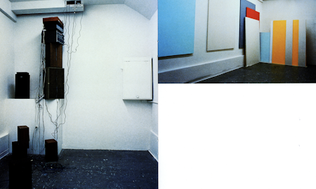 Michael Graeve, 'Frequency, rhythm and otherwise painted', 2000, oil on linen, CD, amplifier, speakers  12 panels, each 213.0 x 30.1 cm installation dimensions variable. Presented as part of Octopus 1: Techno-minimalism, curated by Max Delany, 200 Gertrude Street, 2000. Photo courtesy of the Gertrude archive.