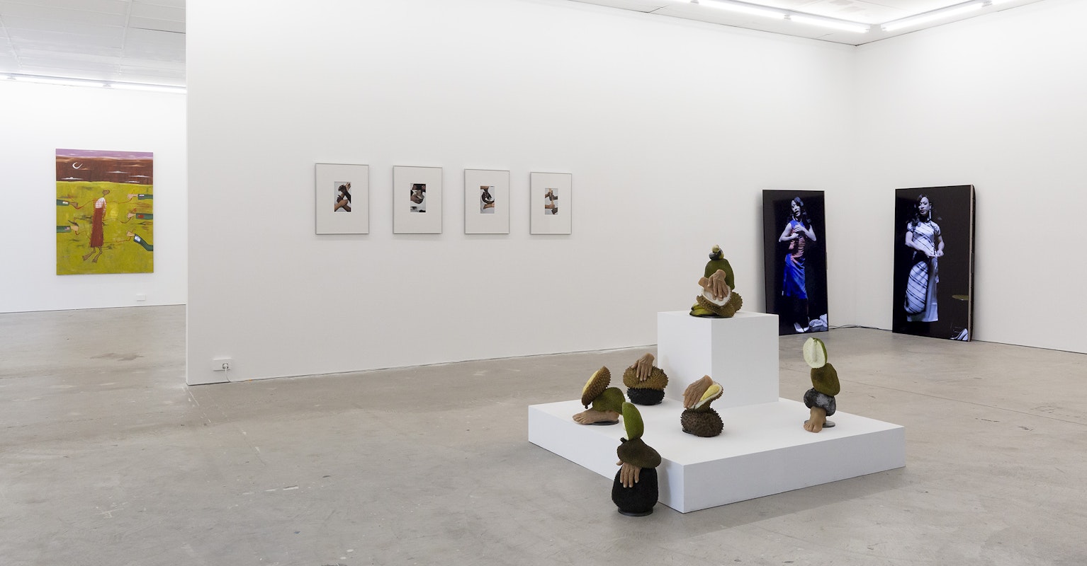 Installation view of Gertrude Studios 2023, featuring works by Mia Boe, Arini Byng, Scotty So and Nathan Beard. Photo: Christian Capurro