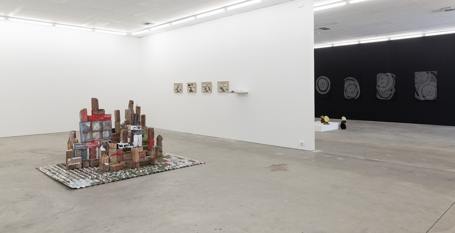 Installation view of Gertrude Studios 2023, featuring work by Georgia Morgan, Elyas Alavi, Nathan Beard and Lisa Waup. Photo: Christian Capurro