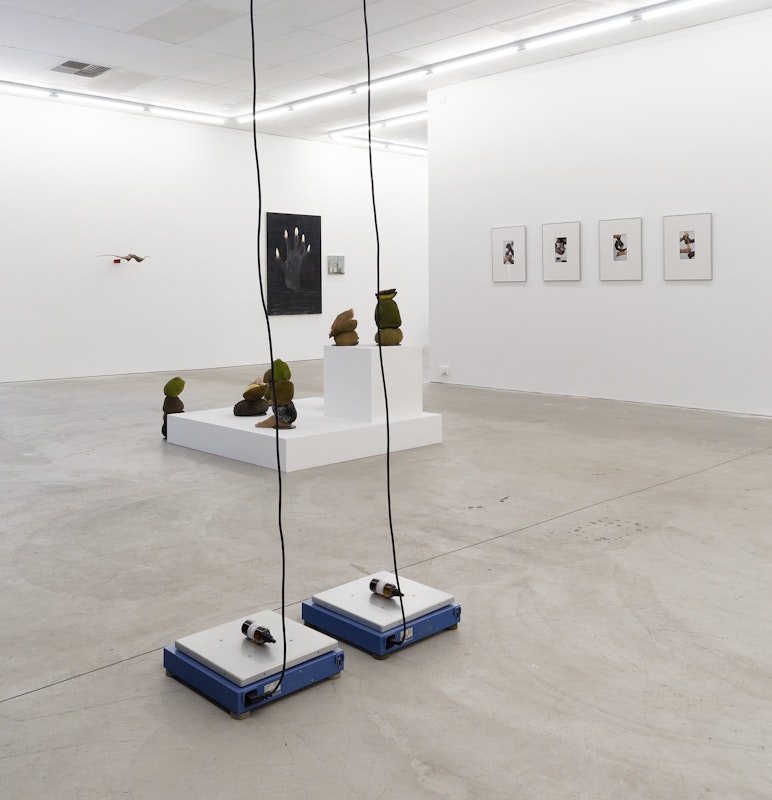 Installation view of Gertrude Studios 2023, featuring works by Dane Mitchell, Nathan Beard, Arini Byng, Francis Carmody and Gian Manik. Photo: Christian Capurro