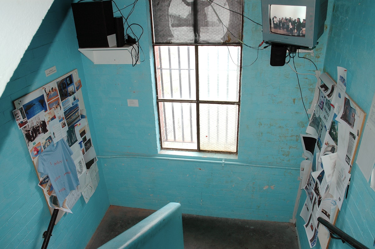 Install View of 'A Short Ride In A Fast Machine; 1985-2005' featuring work by A Constructed World, at 200 Gertrude Street, 2005.