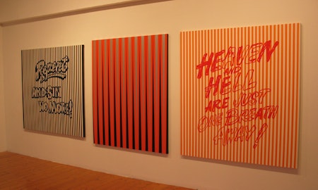 Installation view of Janet Burchill 'Repent and Sin No More', at 200 Gertrude Street, 2005.