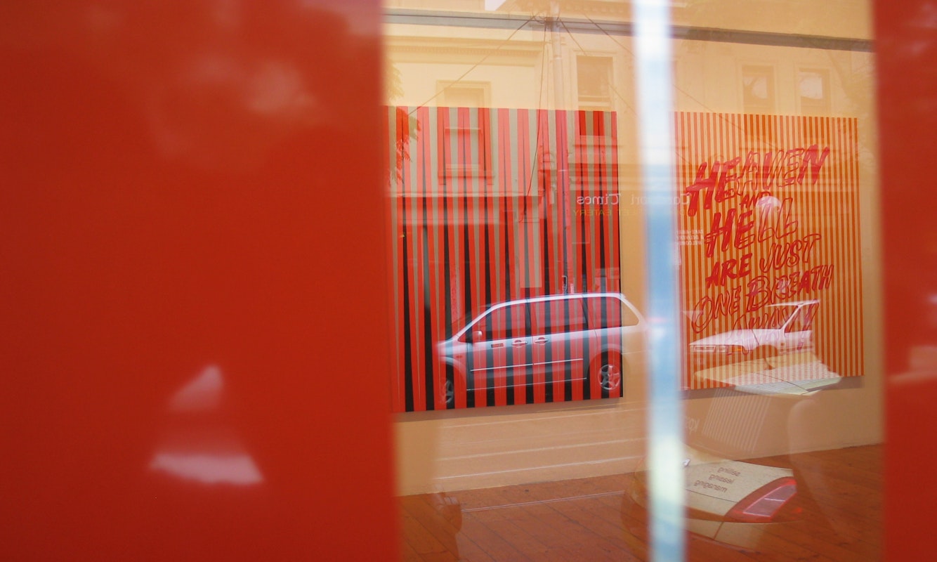 Installation view of Janet Burchill 'Repent and Sin No More', at 200 Gertrude Street, 2005.