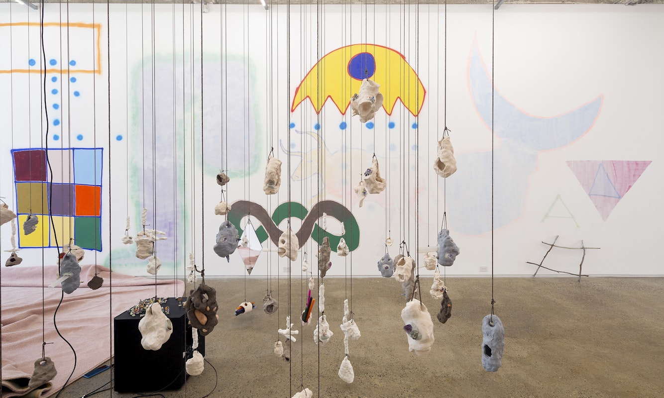 Mikala Dwyer & Paul Yore, Glasshouse/Stonehouse 2024: LA SALLE DES TAUREAUX, presented at Gertrude Glasshouse, 2024. Courtesy of the artists and representing galleries: 1301SW, Naarm Melbourne; Roslyn Oxley9 Gallery, Eora Sydney; STATION, Naarm Melbourne and Eora Sydney; and Hugo Mitchell Gallery, Tarndanya Adelaide. Photo: Christian Capurro