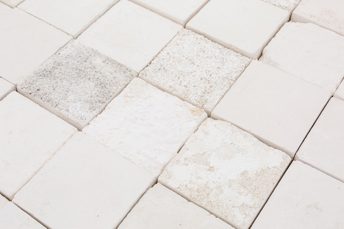 Installation view of 'And thank you to my baba for laying the timber floor' by Sarah Ujmaia, Marmoreum, presented at Gertrude Contemporary, 2024. Photo: Christian Capurro