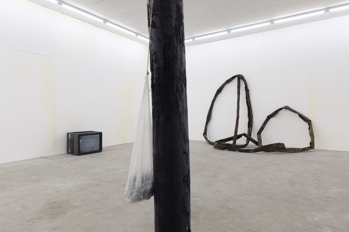 Installation view of Dean Cross, BLACK SMOKE WHITE WALLS, presented at Gertrude Contemporary, 2024. Photo: Christian Capurro