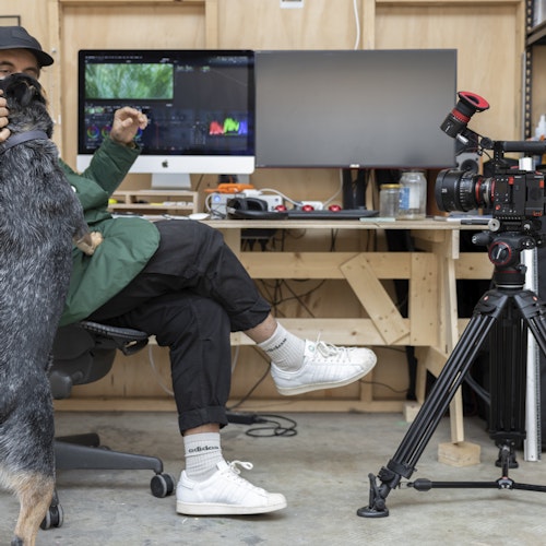 Studio portrait of Justin Balmain, Gertrude Studio Program, 2020 – 2023. Photography by Tim Herbert. Courtesy of Gertrude.