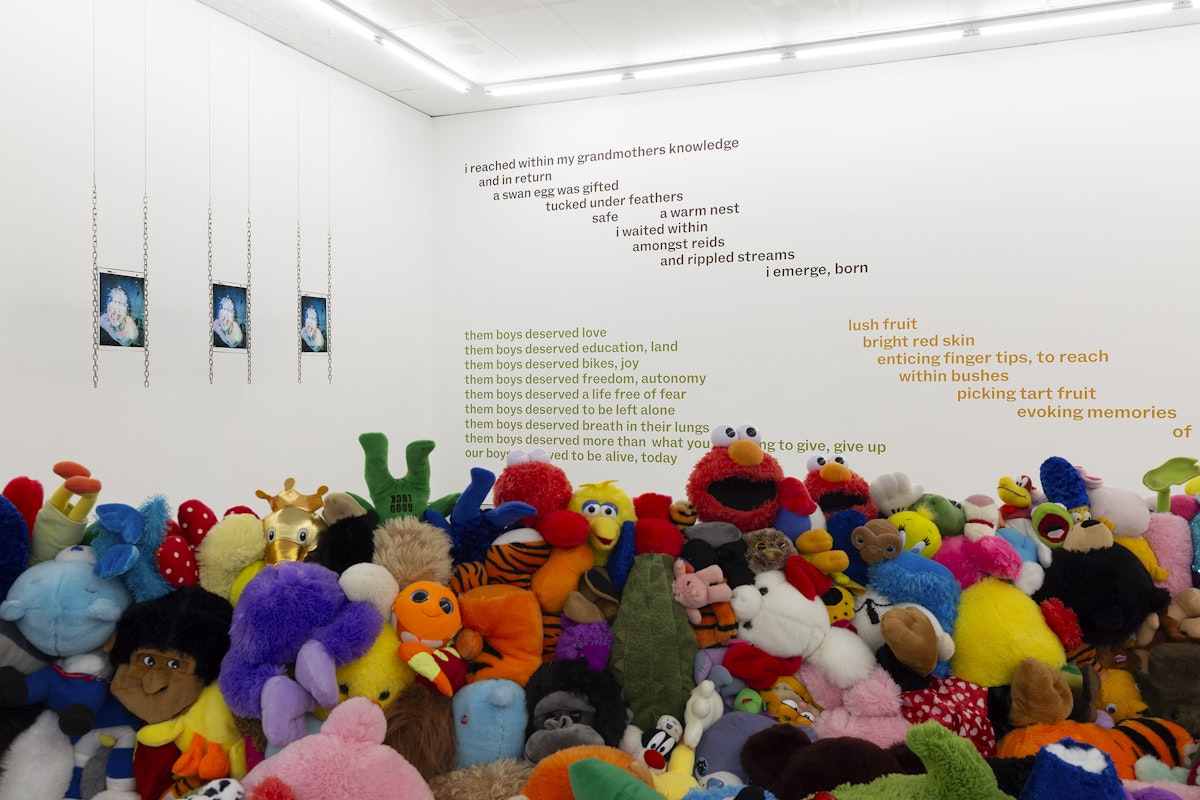 Installation view of Octopus 24: Ricochet curated by Patrice Sharkey, featuring works by Truc Truong, Dominic Guerrera and Chelsea Farquhar, presented at Gertrude Contemporary, 2024. Photo: Christian Capurro.