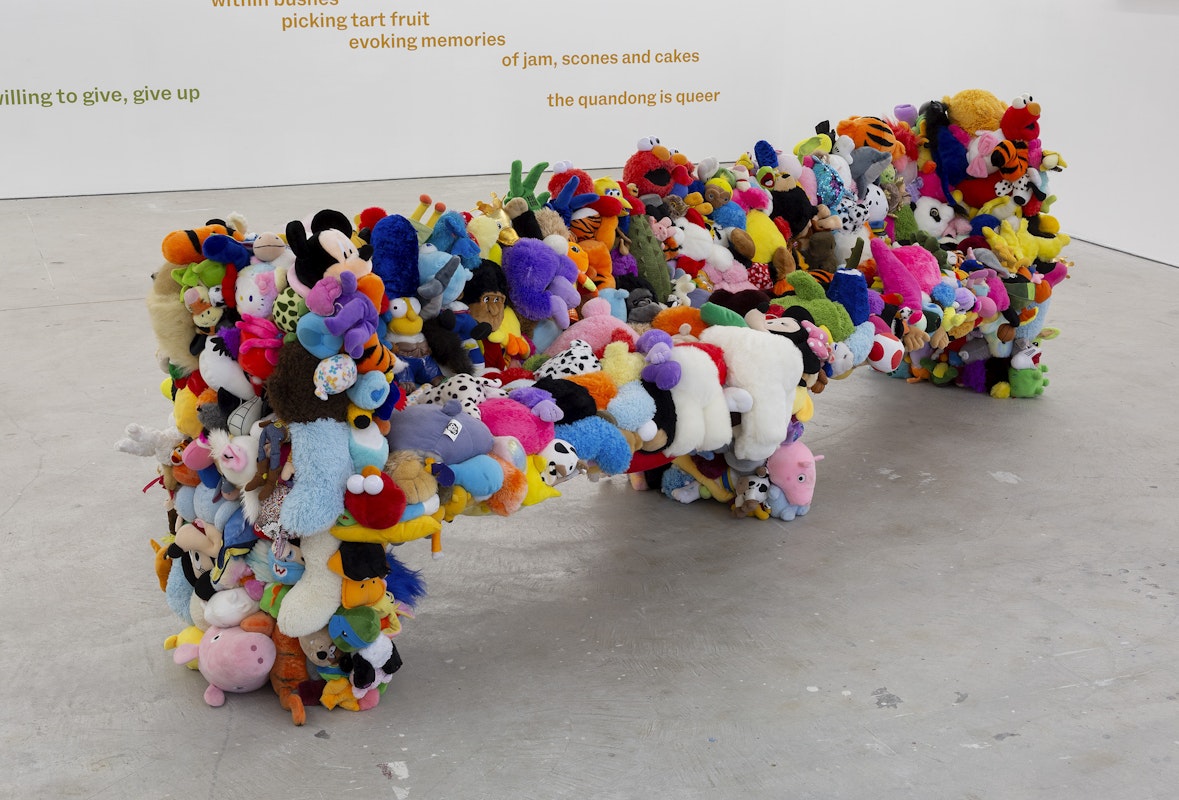 Installation view of Octopus 24: Ricochet curated by Patrice Sharkey, featuring works by Truc Truong and Dominic Guerrera, presented at Gertrude Contemporary, 2024. Photo: Christian Capurro.