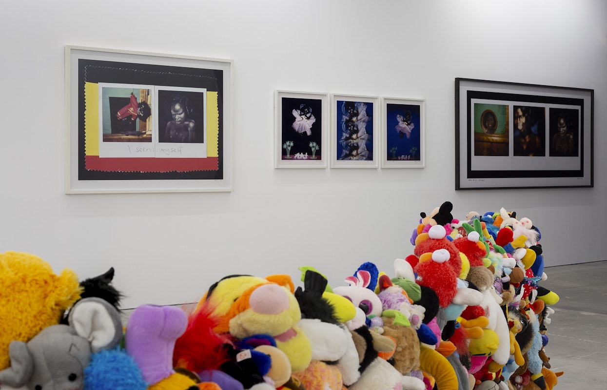 Installation view of Octopus 24: Ricochet curated by Patrice Sharkey, featuring works by Truc Truong and Destiny Deacon, presented at Gertrude Contemporary, 2024. Photo: Christian Capurro.