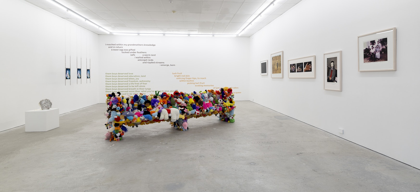 Installation detail of Octopus 24: Ricochet curated by Patrice Sharkey, featuring work by Truc Truong, Dominic Guerrera, Chelsea Farquhar and William Yang, presented at Gertrude Contemporary, 2024. Photo: Christian Capurro.