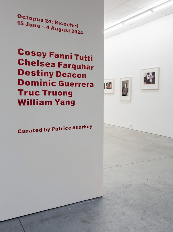 Installation detail of Octopus 24: Ricochet curated by Patrice Sharkey, featuring work by William Yang, presented at Gertrude Contemporary, 2024. Photo: Christian Capurro.