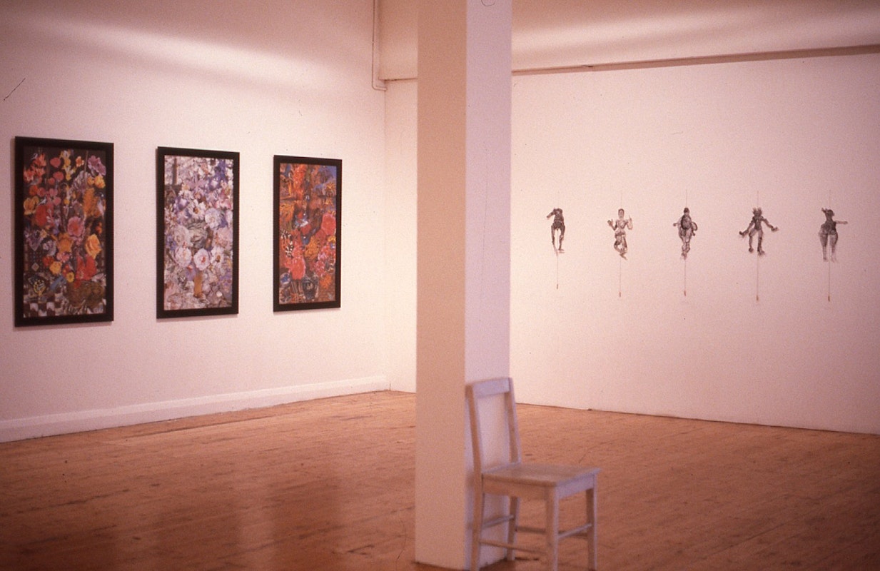 Installation view of the Gothic: Perversity and its Pleasure, curated by Robyn McKenzie, featuring works by Fiona Hall and Fiona MacDonald, presented at 200 Gertrude Street, 1987. Courtesy of the Gertrude Archive.