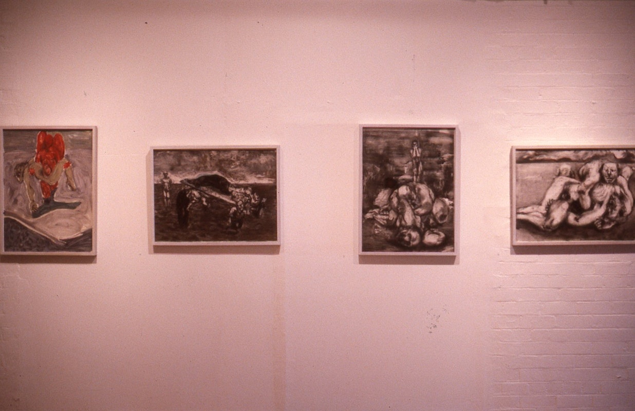 Installation view of The Gothic: Perversity and its Pleasure, curated by Robyn McKenzie, featuring works by Joanna Flynn, presented at 200 Gertrude Street, 1987. Courtesy of the Gertrude Archive.