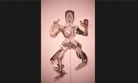 Installation view of The Gothic: Perversity and its Pleasure, curated by Robyn McKenzie, featuring work by Fiona Hall, presented at 200 Gertrude Street, 1987. Courtesy of the Gertrude Archive.