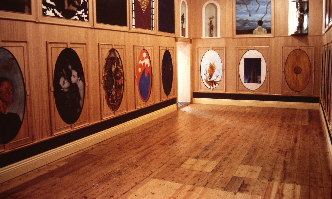 Installation view of Vasari revisited : a Kunstkammer in Melbourne, curated by Michael Graf, presented at 200 Gertrude Street, 1988-1989.  Photo courtesy of the Gertrude Archive.