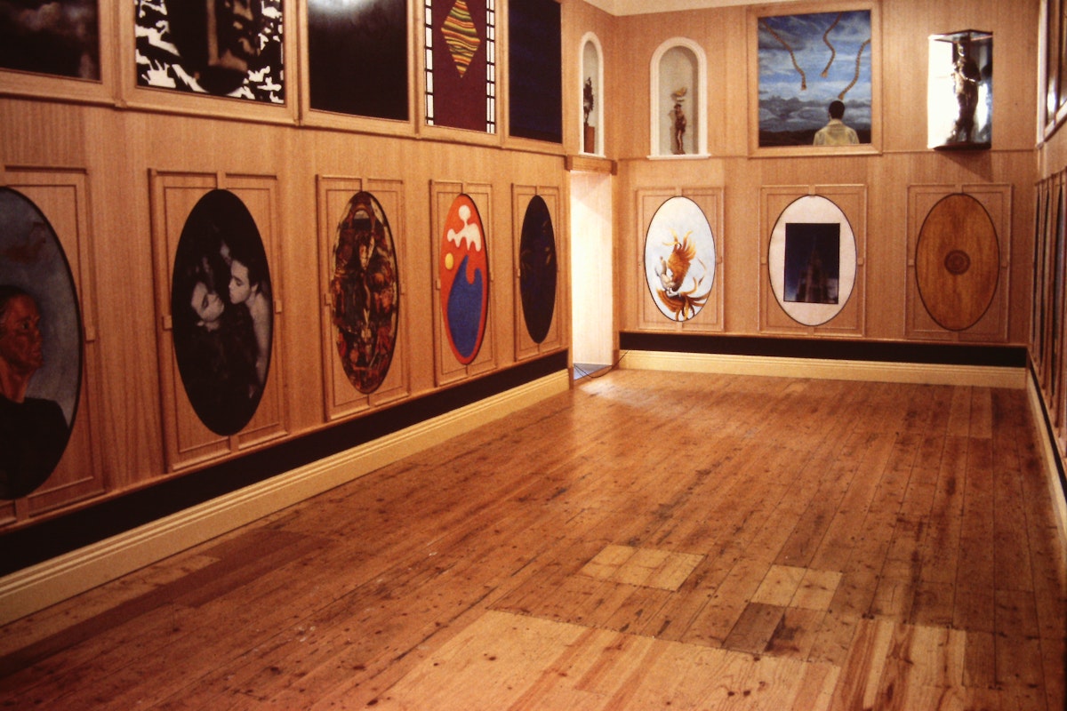 Installation view of Vasari revisited : a Kunstkammer in Melbourne, curated by Michael Graf, presented at 200 Gertrude Street, 1988-1989.  Photo courtesy of the Gertrude Archive.