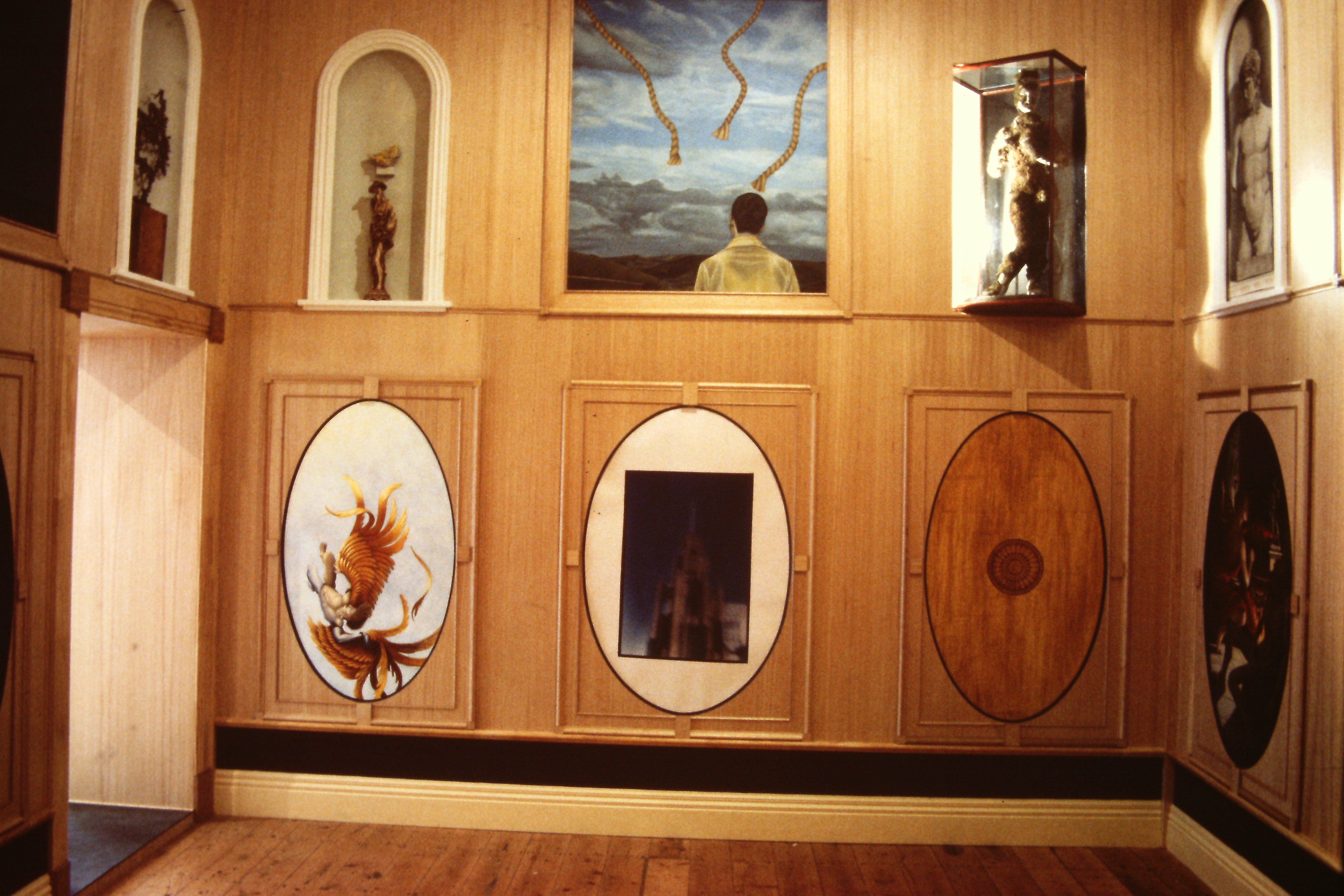 Installation view of Vasari revisited : a Kunstkammer in Melbourne, curated by Michael Graf, presented at 200 Gertrude Street, 1988-1989.  Photo courtesy of the Gertrude Archive.