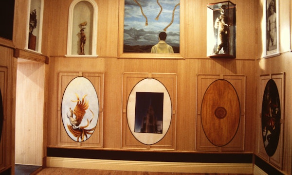 Installation view of Vasari revisited : a Kunstkammer in Melbourne, curated by Michael Graf, presented at 200 Gertrude Street, 1988-1989.  Photo courtesy of the Gertrude Archive.