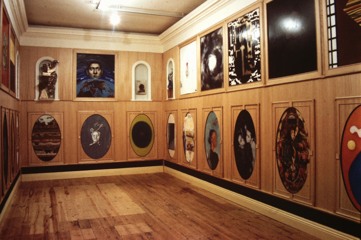 Installation view of Vasari revisited : a Kunstkammer in Melbourne, curated by Michael Graf, presented at 200 Gertrude Street, 1988-1989.  Photo courtesy of the Gertrude Archive.