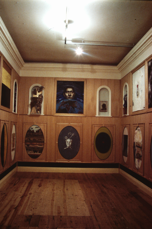 Installation view of Vasari revisited : a Kunstkammer in Melbourne, curated by Michael Graf, presented at 200 Gertrude Street, 1988-1989.  Photo courtesy of the Gertrude Archive.