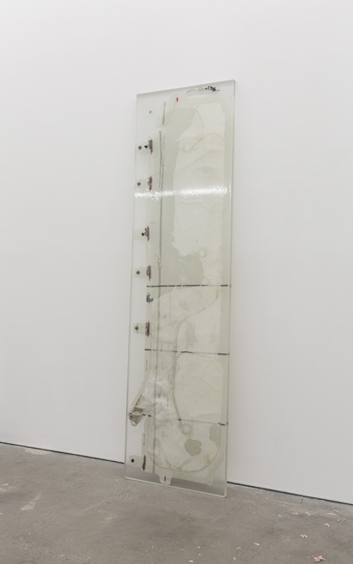 Alicia Frankovich, Deep freeze (deployed Tesla Air bag), 2023-24, installation view, And This Time the Well Is Alive, Gertrude Contemporary, Naarm Melbourne, 2024, deployed Tesla air bag, epoxy resin, image courtesy the artist and 1301SW, Naarm Melbourne and Sydney © the artist, photograph: Christian Capurro