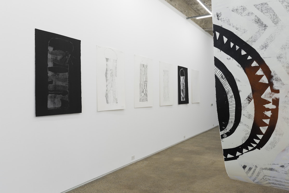 Installation view of Lisa Waup, muddy edges, presented at Gertrude Glasshouse, 2024. Image: Christian Capurro