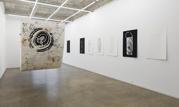 Installation view of Lisa Waup, muddy edges, presented at Gertrude Glasshouse, 2024. Image: Christian Capurro