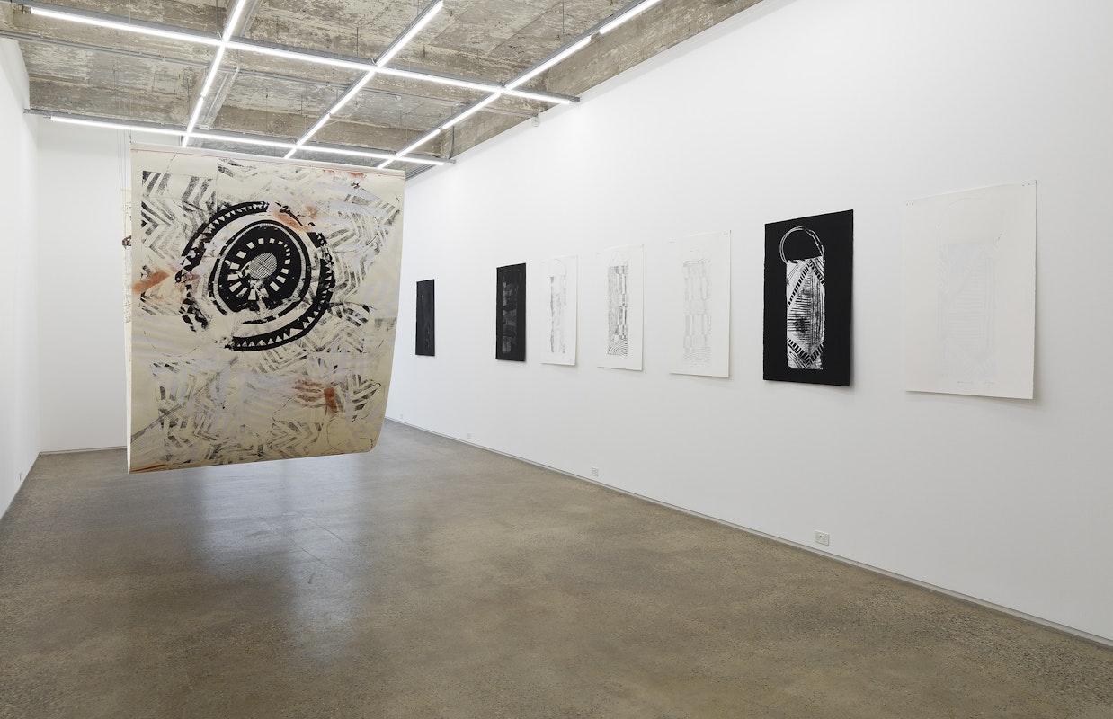 Installation view of Lisa Waup, muddy edges, presented at Gertrude Glasshouse, 2024. Image: Christian Capurro