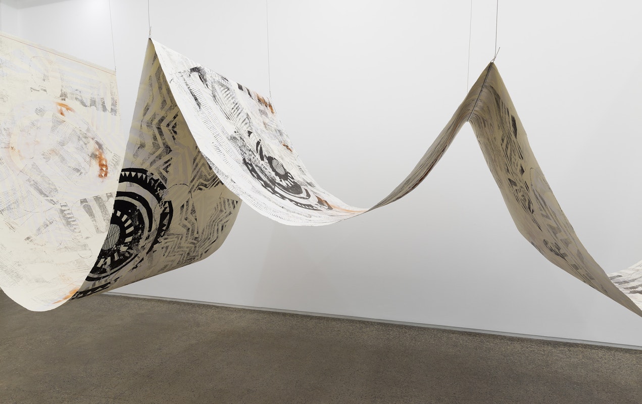 Installation view of Lisa Waup, muddy edges, presented at Gertrude Glasshouse, 2024. Image: Christian Capurro